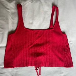 Urban Outfitters Tie-Back Ribbed Tank in Red